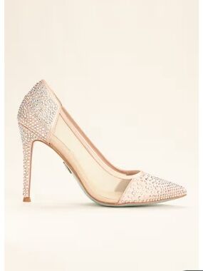 Betsey Johnson Women's Blush Crystal Embellished Pointed-Toe Pump